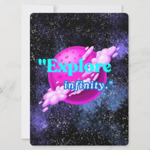 TARJETA FESTIVA ALIEN, UNIVERSO, ROCKETSHIP, PLANETA Y ASTRONAUTAS