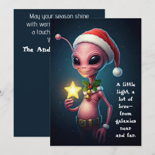 Tarjeta Festiva Alienígena Festivo con Estrella Brillante – Navida