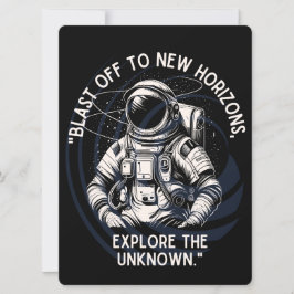TARJETA FESTIVA ALIENÍGENA, UNIVERSO, COHETE, PLANETA Y ASTRONAUTA