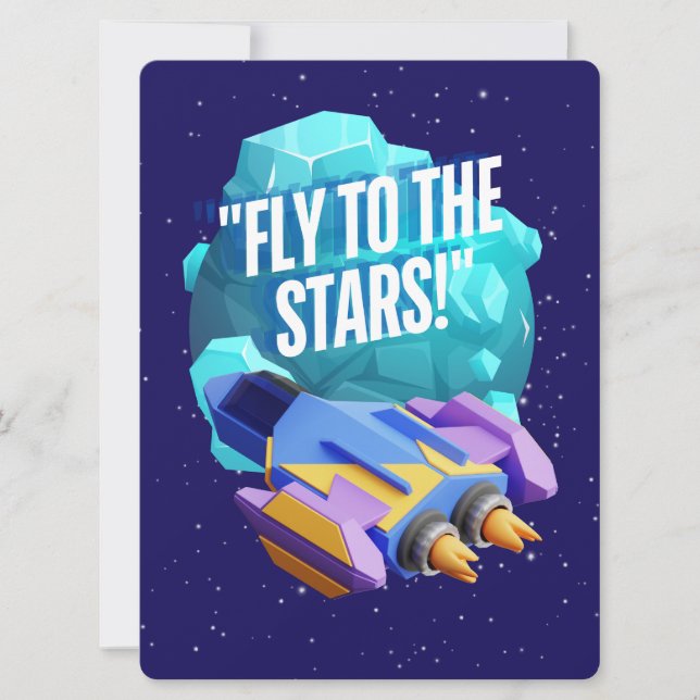 TARJETA FESTIVA ALIENÍGENA, UNIVERSO, COHETE, PLANETA Y ASTRONAUTA (Anverso)