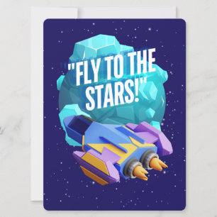 TARJETA FESTIVA ALIENÍGENA, UNIVERSO, COHETE, PLANETA Y ASTRONAUTA