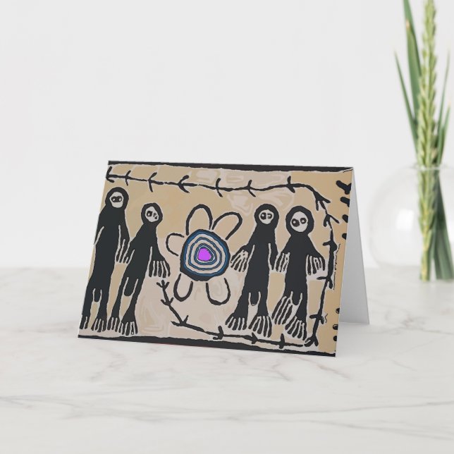 Tarjeta Festiva Alienígenas felices (Anverso)