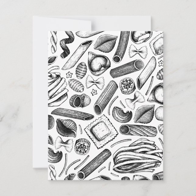 Tarjeta Festiva "Alimentos y platos italianos más populares" (Anverso)