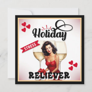 Tarjeta Festiva Alivio de Estrés de Vacaciones Retro Pinup