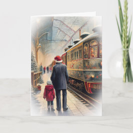Tarjeta Festiva All Aboard the Christmas Train Christmas Card