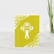 All In One Invitation Christening Flower Cross