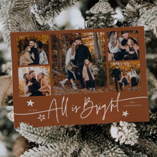 Tarjeta Festiva All Is Bright Terracotta Multi Photo Holiday Card