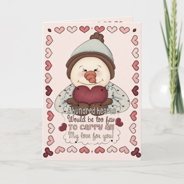 Tarjeta Festiva All My Love Snowman (Anverso)