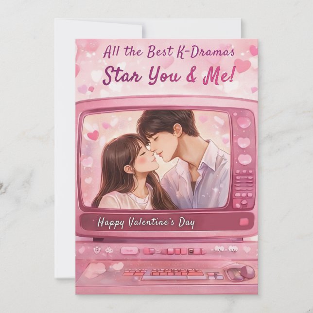 Tarjeta Festiva All the Best K-Dramas Star You & Me Valentine's (Anverso)