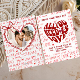 Tarjeta Festiva  all You Need Is Love Red Heart Valentines Day