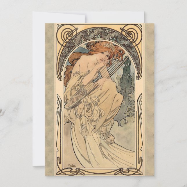 Tarjeta Festiva Allegorie de la Musique by Alphonse Mucha Card (Anverso)