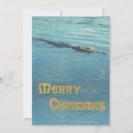 Tarjeta Festiva Alligador en Navidades de fotografía de agua salud