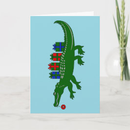 Tarjeta Festiva Alligator Christmas Card