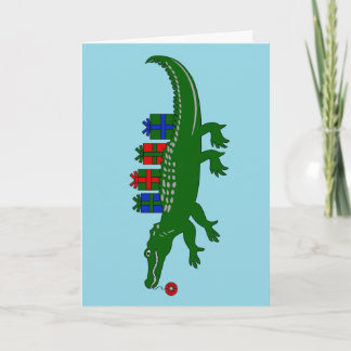 Tarjeta Festiva Alligator Christmas Card