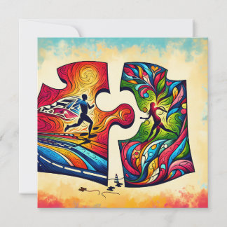 Tarjeta Festiva Almohada de pareja corriendo abstracta regalo de S