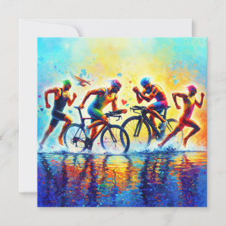 Tarjeta Festiva Almohada de triatlón para entusiastas del deporte