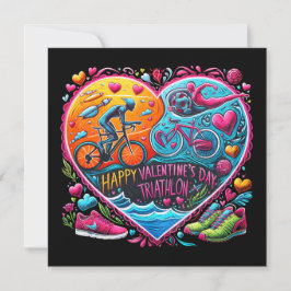 Tarjeta Festiva Almohada temática de triatlón día de San Valentín,