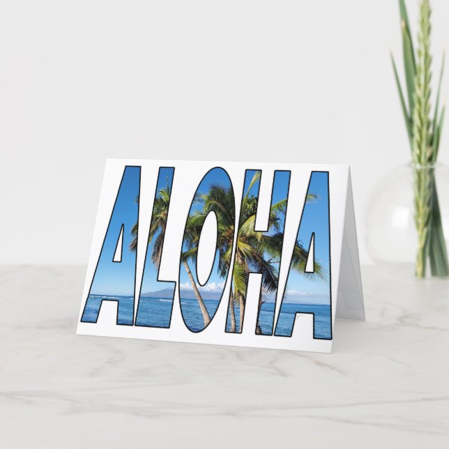 Tarjeta Festiva Aloha Palm Trees Hawaii Lahaina Typography Blank (Anverso)