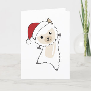 Tarjeta Festiva Alpaca Merry Christmas Winter Animals Alpacas Adul