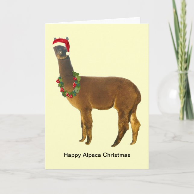 Tarjeta Festiva Alpaca Santa (Anverso)
