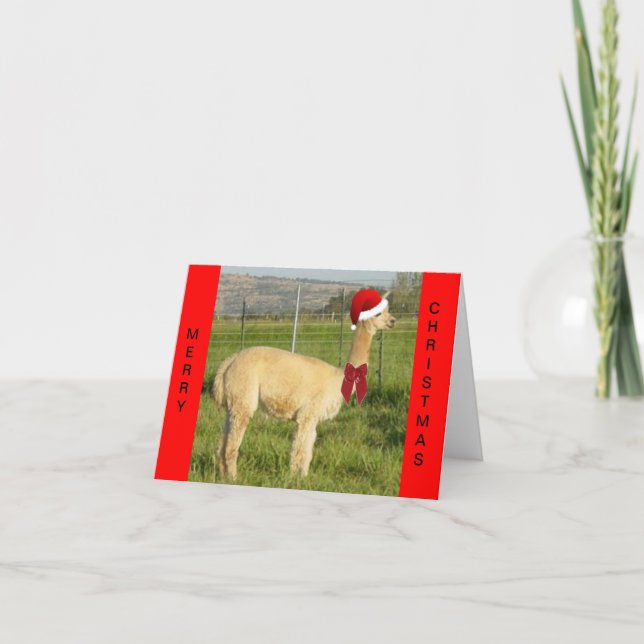 Tarjeta Festiva Alpaca Santa (Anverso)