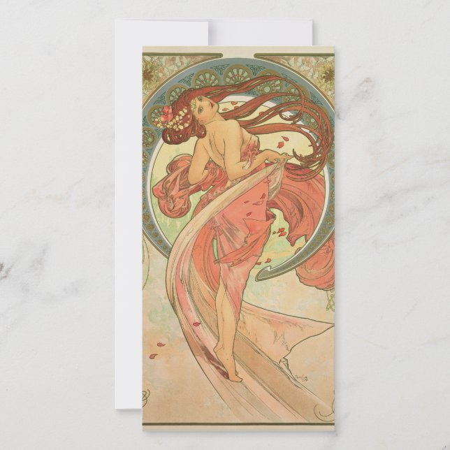 Tarjeta Festiva Alphonse Mucha - Baile (Anverso)