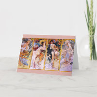 Alphonse Mucha Four Seasons Greeting Card