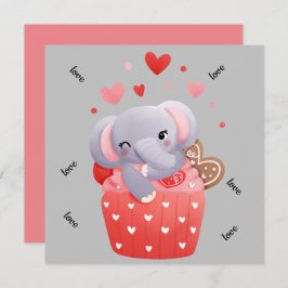 Tarjeta Festiva Ama elefante lindo del día de San Valentín 