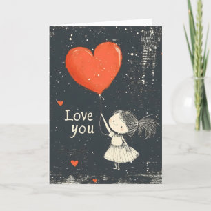 Tarjeta Festiva Ama tu Chica globo cardíaco