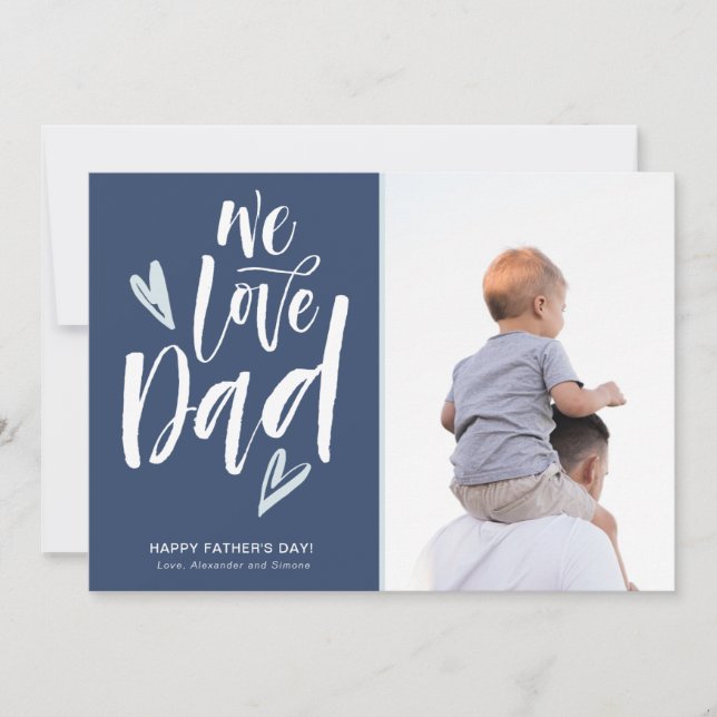 Tarjeta Festiva Amamos la foto del Día del Padre de papá (Anverso)