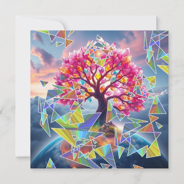 Tarjeta Festiva Amanecer de árbol (Anverso)