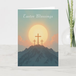 Tarjeta Festiva Amanecer de Pascua Cristiana y Fe y Esperanza Cruz