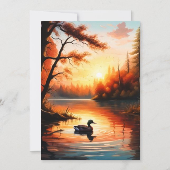 Tarjeta Festiva Amanecer en el lago (Anverso)