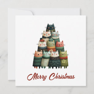 Tarjeta Festiva Amante de los animales Gatos divertidos lindos árb