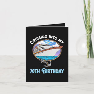 Tarjeta Festiva Amante de los Cruceros Navegando hacia mi 70 cumpl