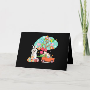 Tarjeta Festiva Amante de los Perros Bunny Maltese en Día de Pas