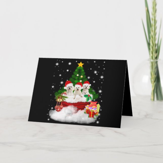 Tarjeta Festiva Amante de los Perros | Cachorros de Maltés Regalo  (Anverso)