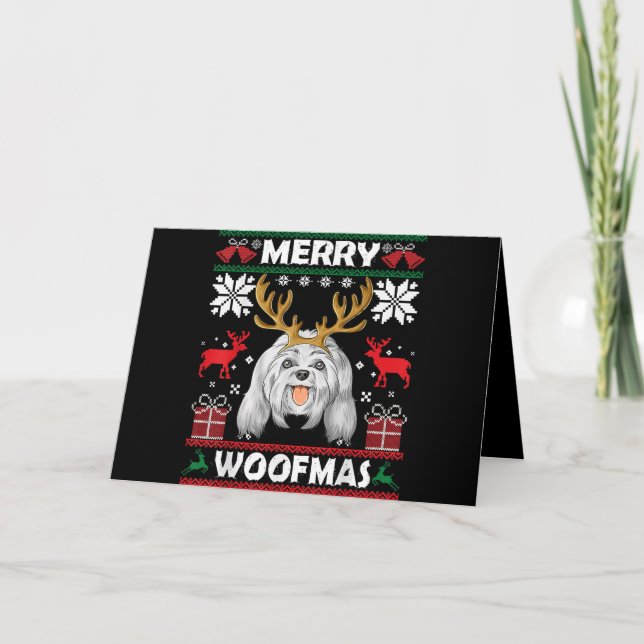 Tarjeta Festiva Amante de los Perros | Feliz Woofmas Lindo Cachorr (Anverso)
