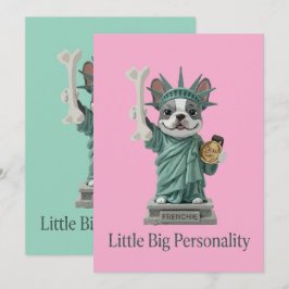 Tarjeta Festiva Amante de Perros Bulldog Francés Estatua de la Lib