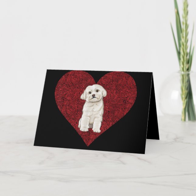 Tarjeta Festiva Amante de Perros | Huella Dactilar de Corazón de A (Anverso)