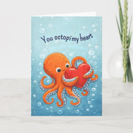 Tarjeta Festiva Amante de pulpos Cute San Valentín