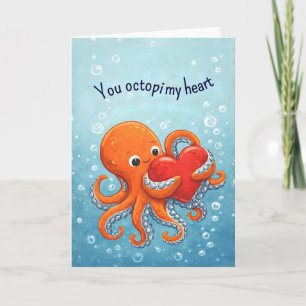 Tarjeta Festiva Amante de pulpos Cute San Valentín