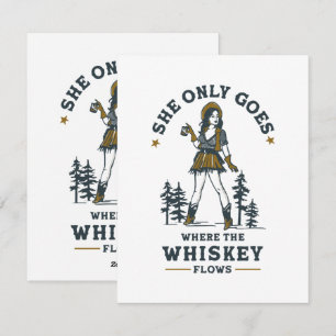 Tarjeta Festiva Amante de Whisky Divertida Vaquera Occidental Vint