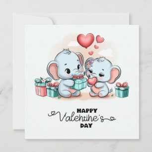 Tarjeta Festiva Amante del Elefante de Dibujos Animados Adorables