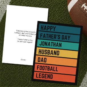 Tarjeta Festiva Amante del Fútbol Personalizado Retro Día del Padr
