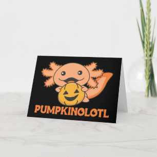 Tarjeta Festiva Amantes de Axolotl de Calabaza Animales Lindos par