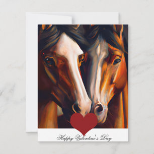 Tarjeta Festiva Amantes de caballos niños de San Valentín