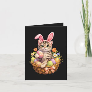Tarjeta Festiva Amantes de Gatitos Adorables Feliz Pascua Gato