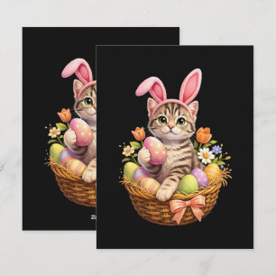 Tarjeta Festiva Amantes de Gatitos Adorables Feliz Pascua Gato
