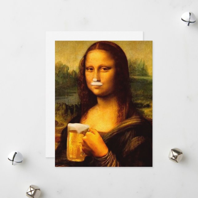 Tarjeta Festiva Amantes de la cerveza Mona Lisa (Anverso/Reverso In Situ)